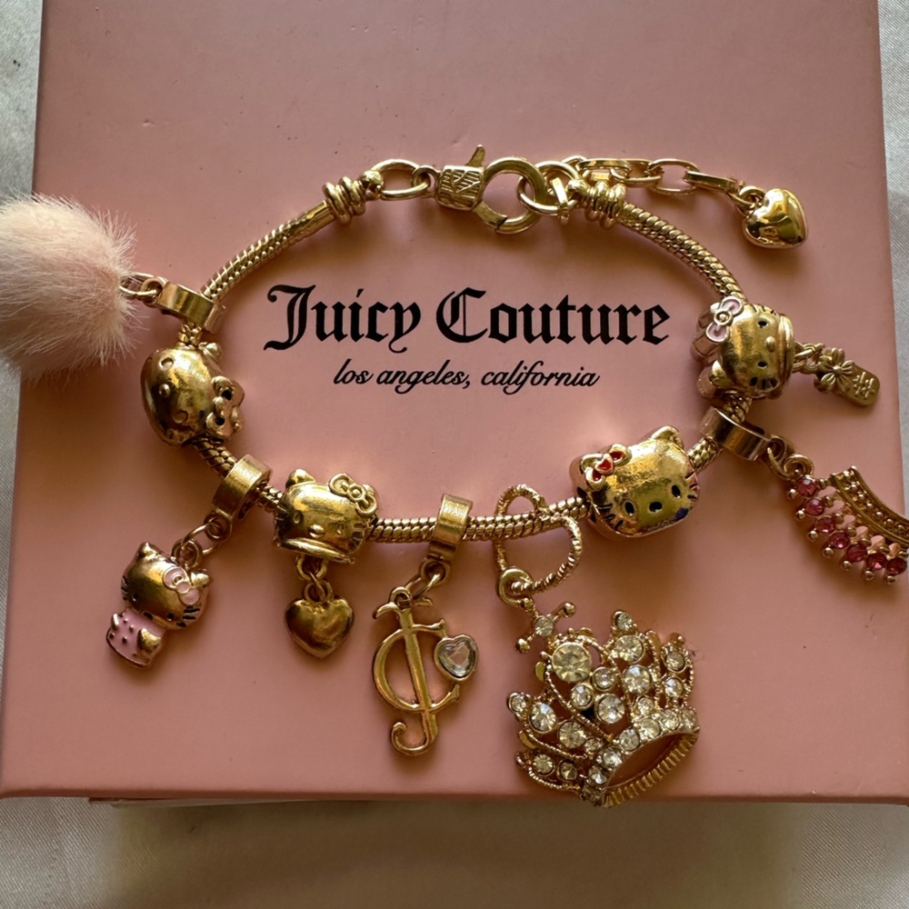 Juicy Couture Gold and Pink Charm Bracelet